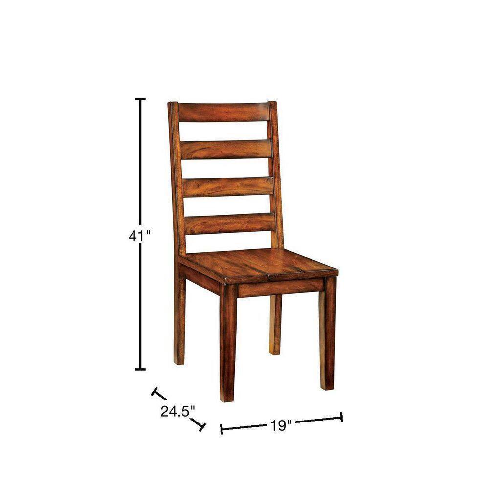 Amelia Solid Wood Slat Back Chair in Tobacco Finish (Set of 2)