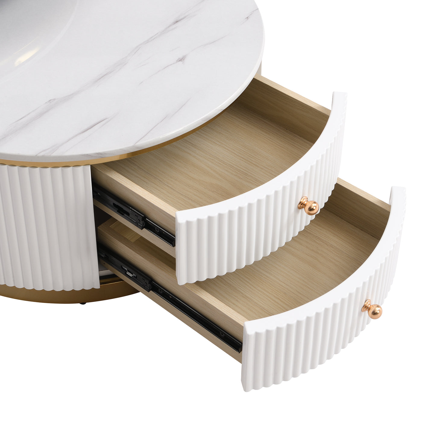 Elysia Modern Nesting Coffee Table in White & Gold
