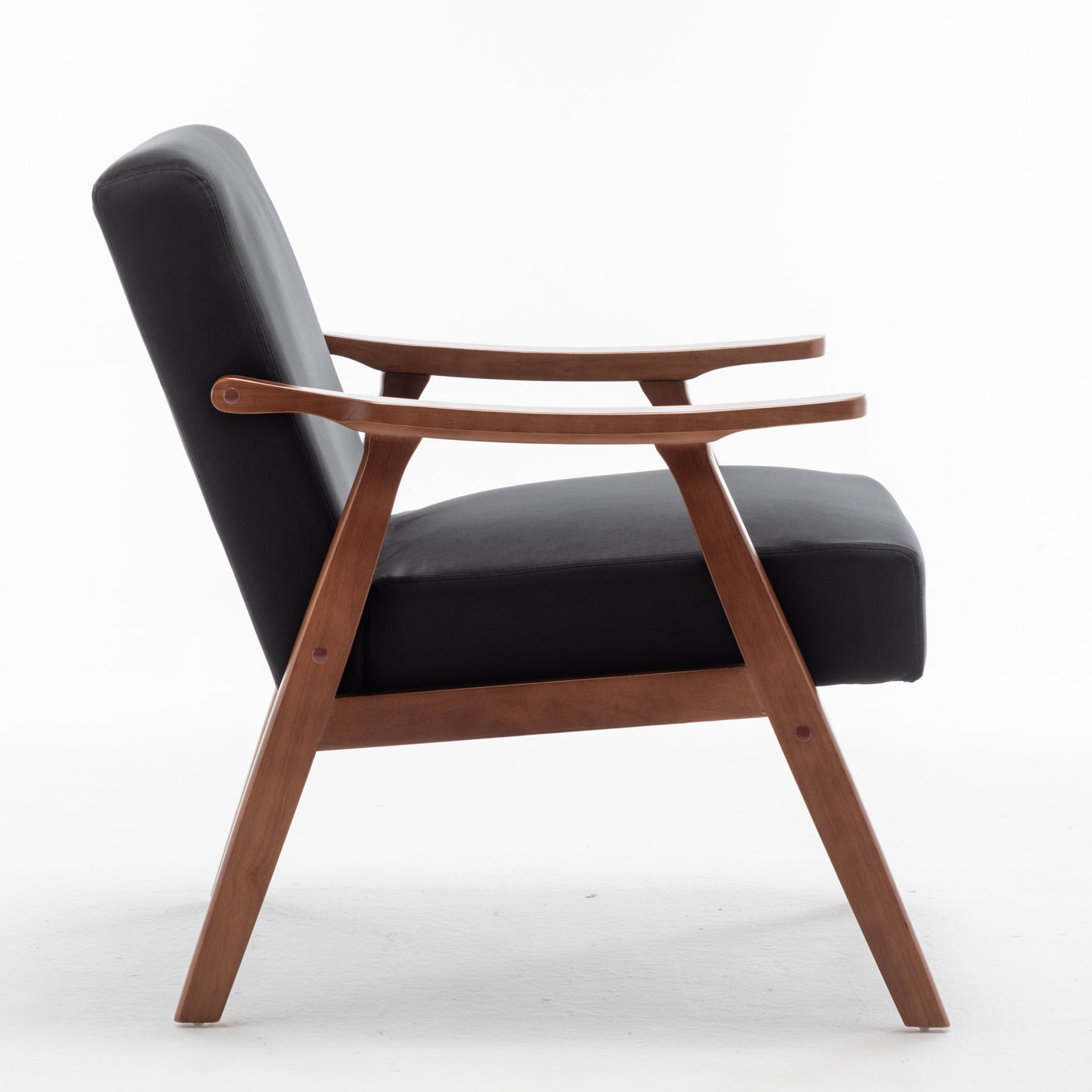 Lyraea Mid-Century Modern Black Velvet Wingback Accent Chair