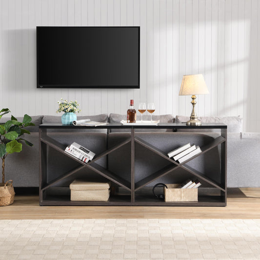 Farah 70.87 inch Farmhouse Console Table, Black