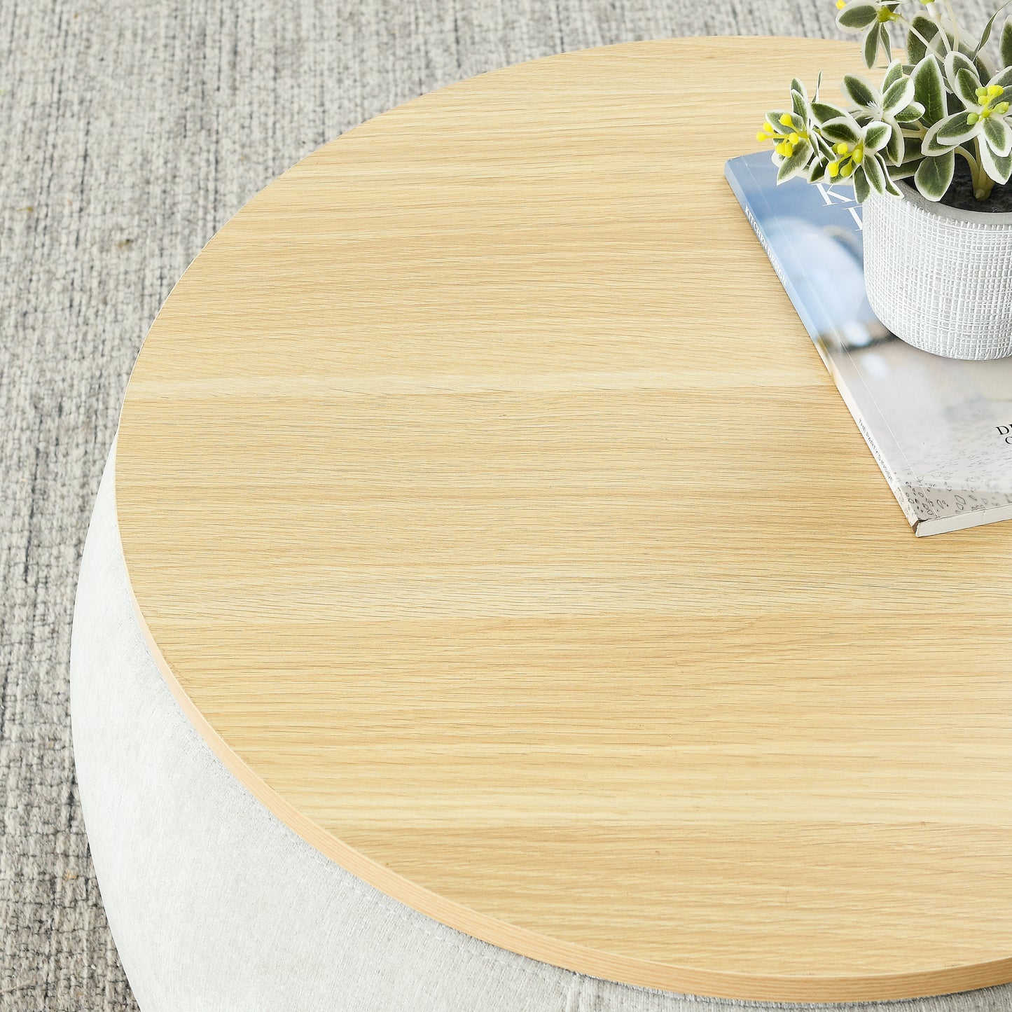 Jules 2-PC Upholstered Storage Ottoman Set with Wood Top, Gray