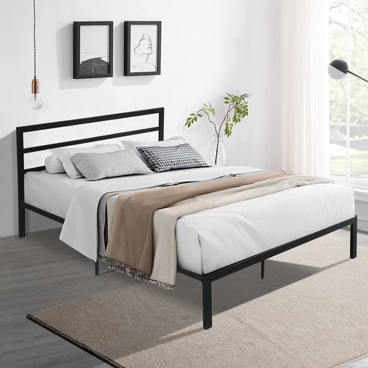Eulalia Modern Minimalist Queen Platform Bed, Black