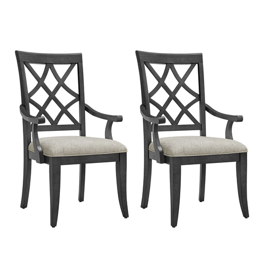 Fable Mid-Century Modern Dining Arm Chairs (Set of 2) Dark Oak