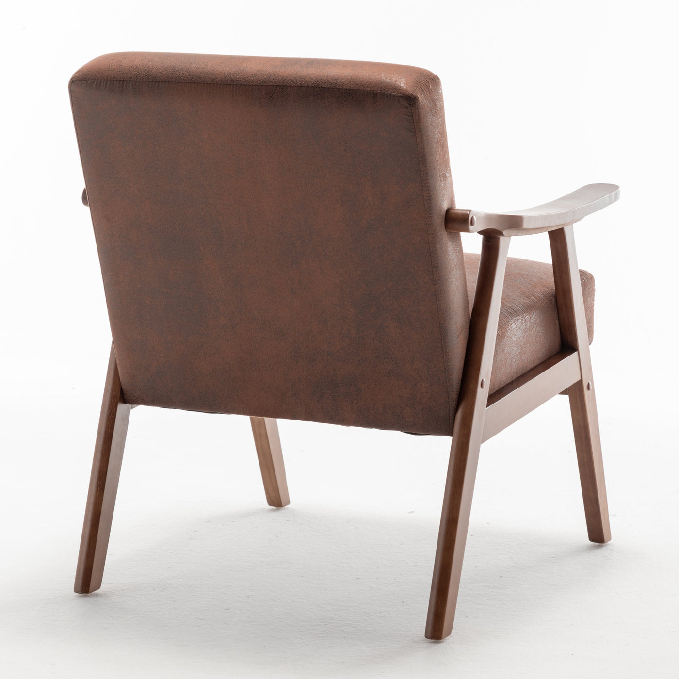 Lyraea Mid-Century Modern Brown Fabric Wingback Accent Chair