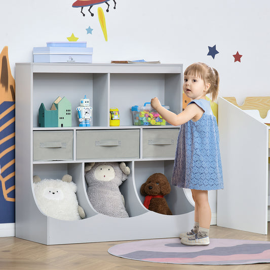 TidyUp Kids Storage Cabinet with Shelves & Drawers – Gray