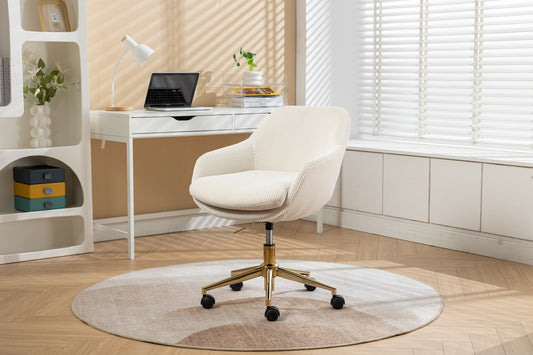 Metro Modern Mesh Fabric Office Chair with Gold Legs - Beige