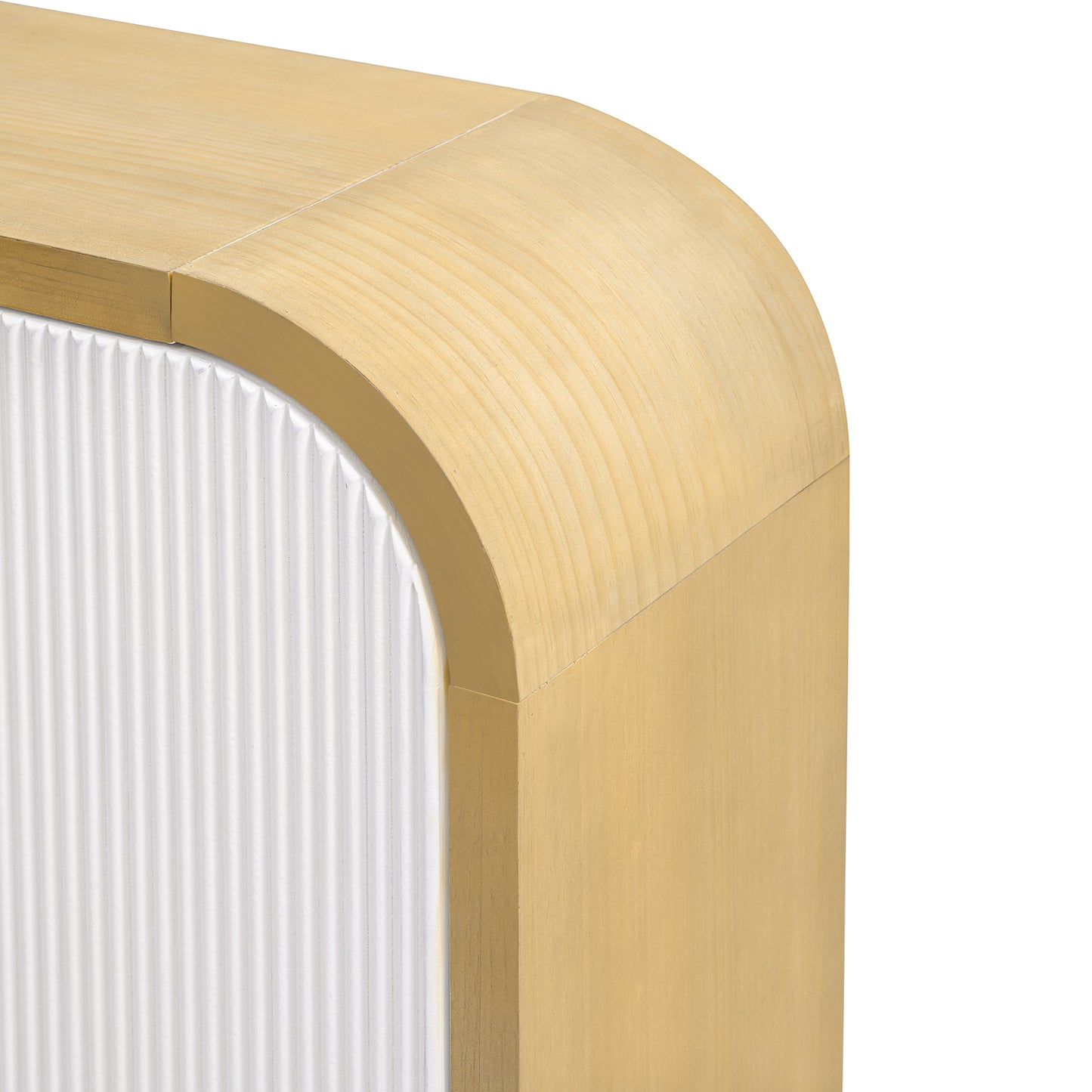 Atticus Modern 4-Door Wave Design Cabinet - White & Natural