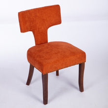 Mid Century Modern Farmhouse Linen Fabric Upholstered Dining Chairs Set of 2 Orange