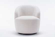 Trinity Teddy Upholstered Swivel Barrel Chair with Metal Ring - White