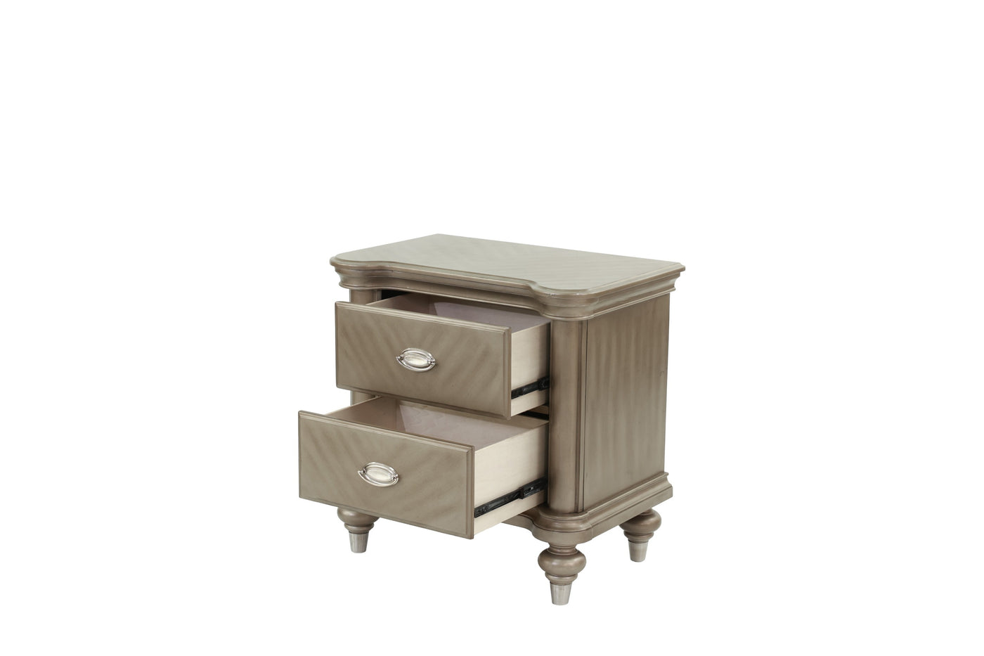 Ava Antique Silver / Champagne Finish Nightstand