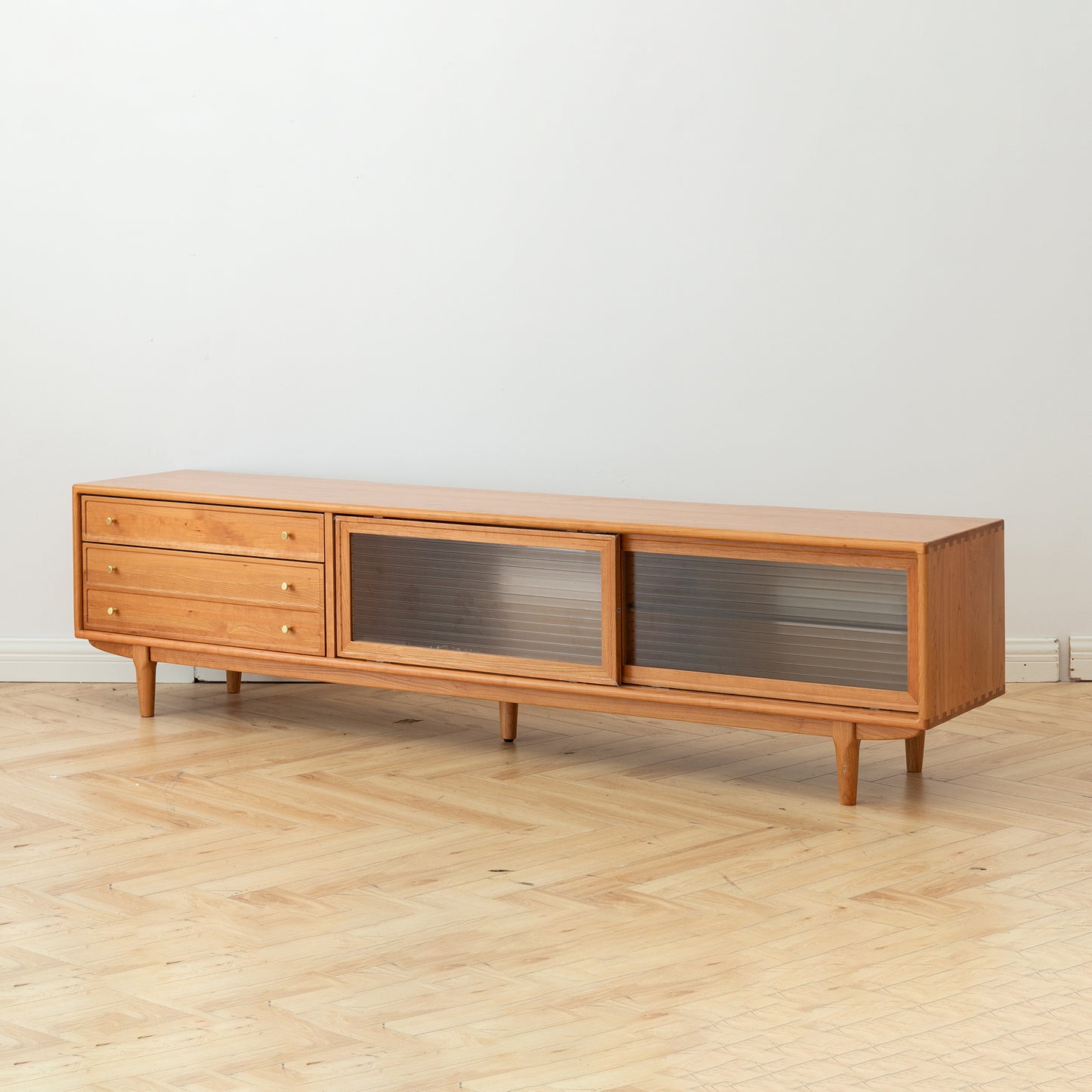Mason Mid-Century Modern Solid Cherry Wood TV Stand