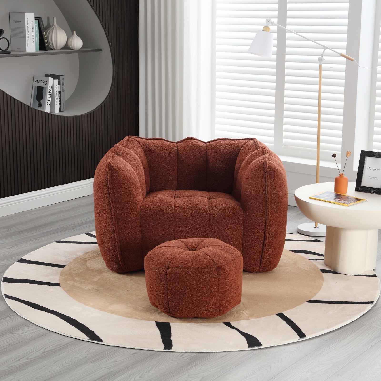 Tarian Soft Bean Bag Chair & Ottoman with High Resilient Foam