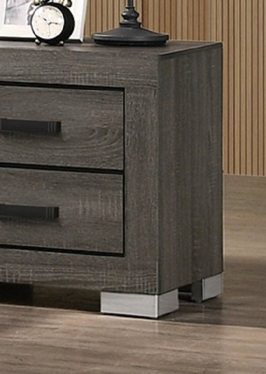 Foster Modern 2-Drawer Nightstand in Gray with Black Handles