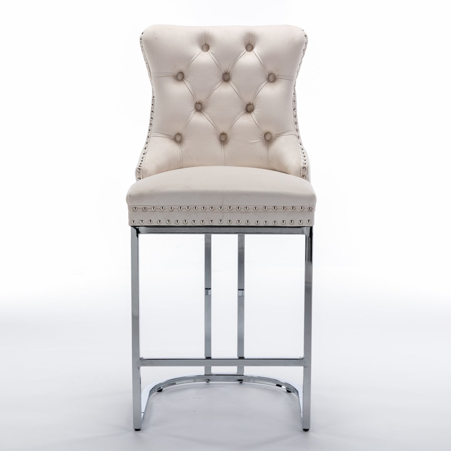 Sabine 26" Velvet Counter Height Bar Stools (Set of 2) Beige