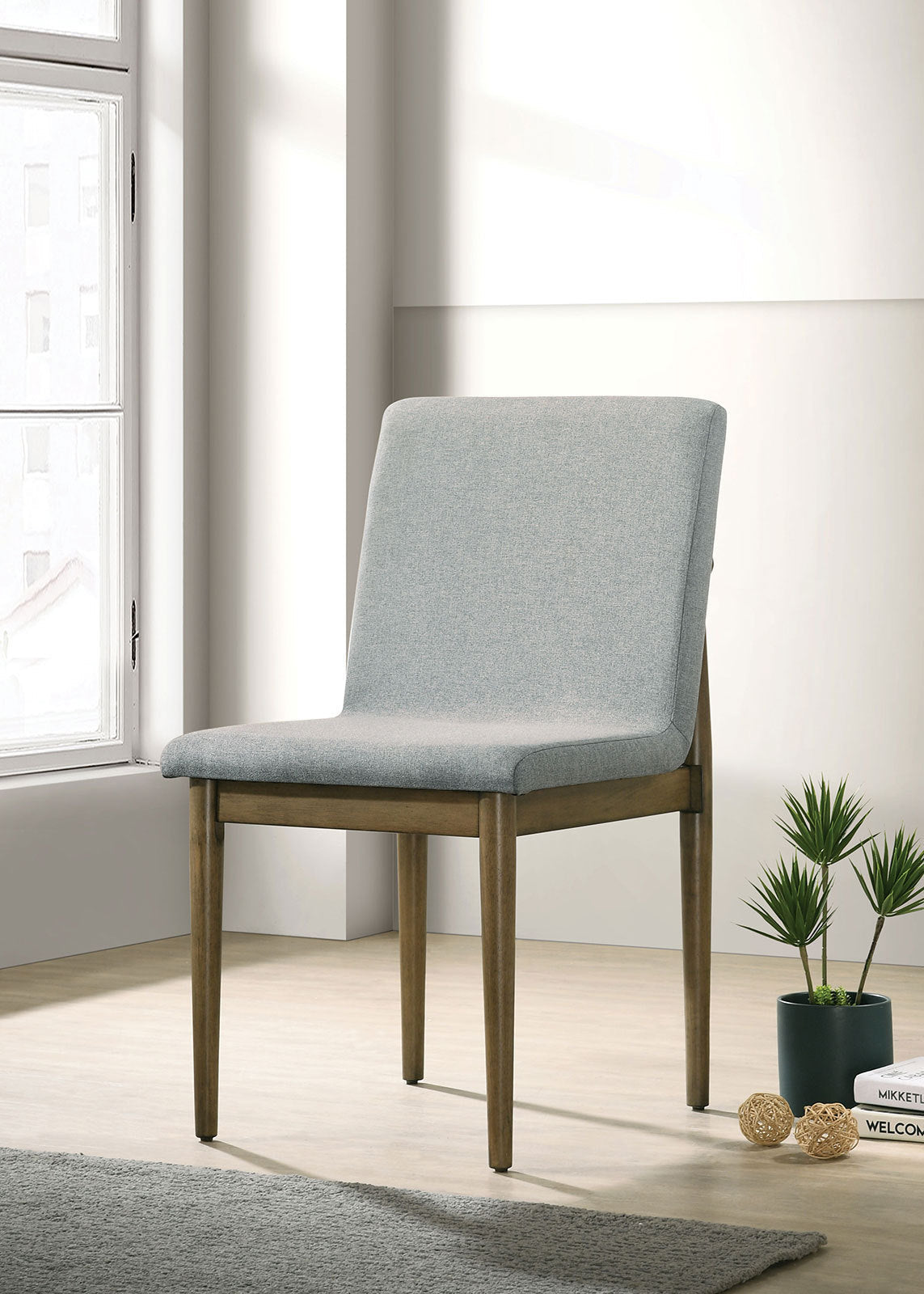 Ruby Mid-Century Modern Side Chairs Set of 2 Brown & Gray