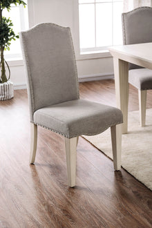 Martin Transitional Camel Back Side Chairs (Set of 2), Antique White & Gray
