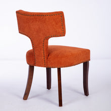 Mid Century Modern Farmhouse Linen Fabric Upholstered Dining Chairs Set of 2 Orange