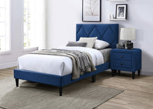 Olivia Twin Platform Bed w Adjustable Headboard, Blue