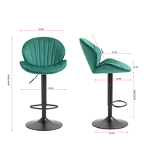 Jason Modern Adjustable Bar Stools with Black Base (Set of 2) - Green
