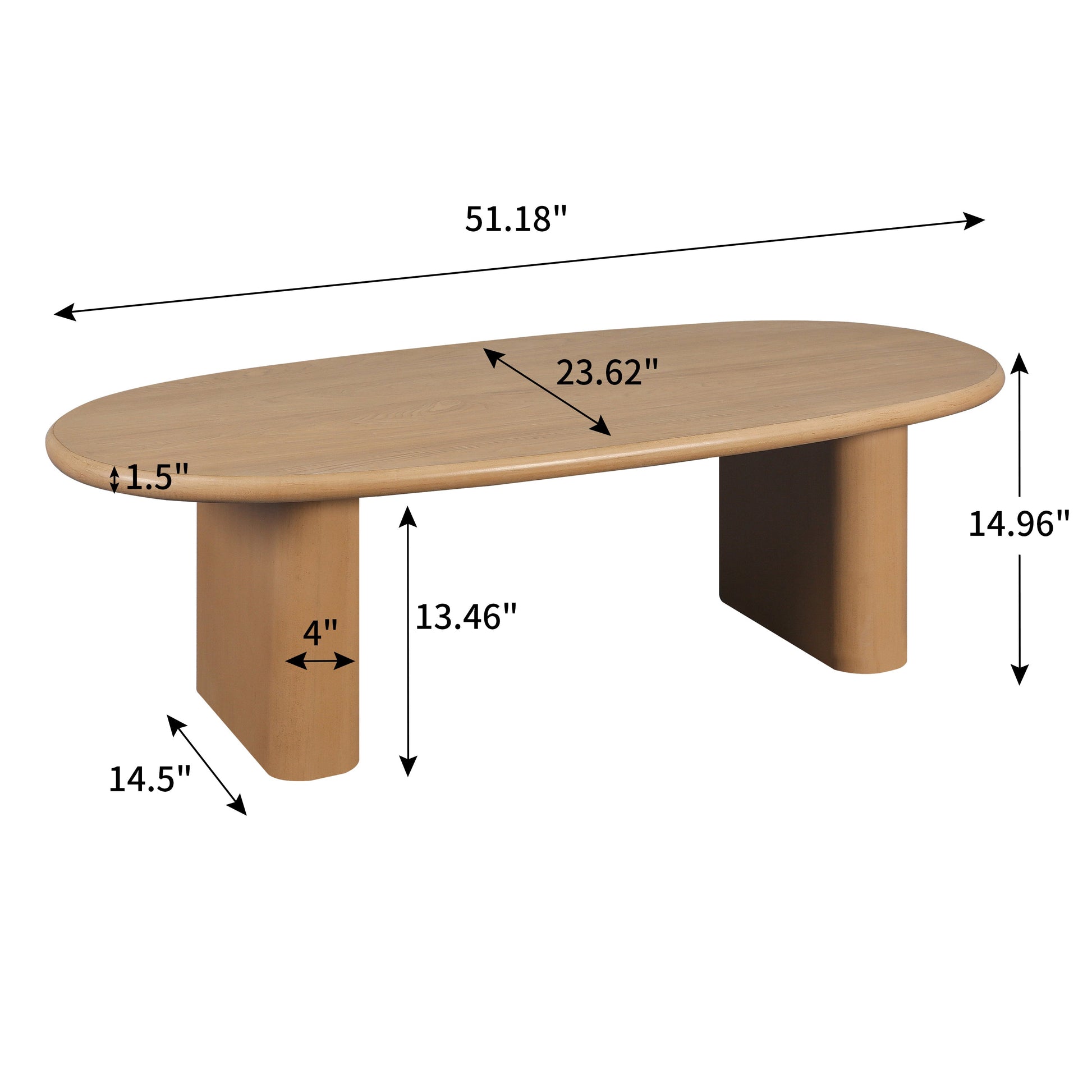Delfina Modern 51" Coffee Table, Natural