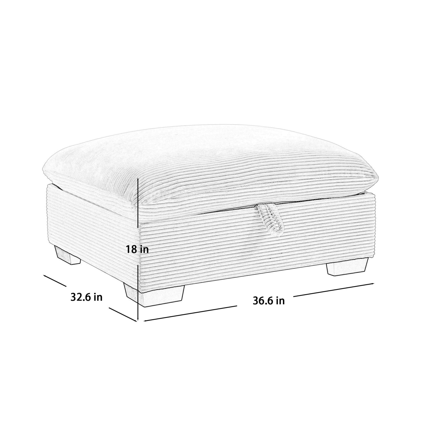 Sorrel Corduroy Upholstered Storage Ottoman, Beige