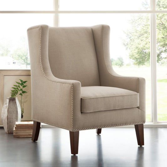 Barton Beige Linen Wing Chair