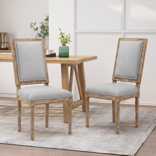 Cavan French Country Upholstered Side Chairs (Set of 2) Gray & Natural