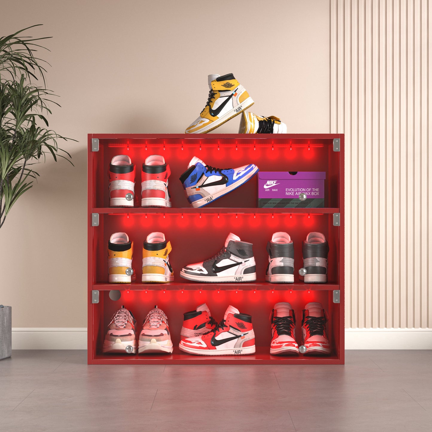Sneaker Head 3-Layer LED Shoe Box , Red