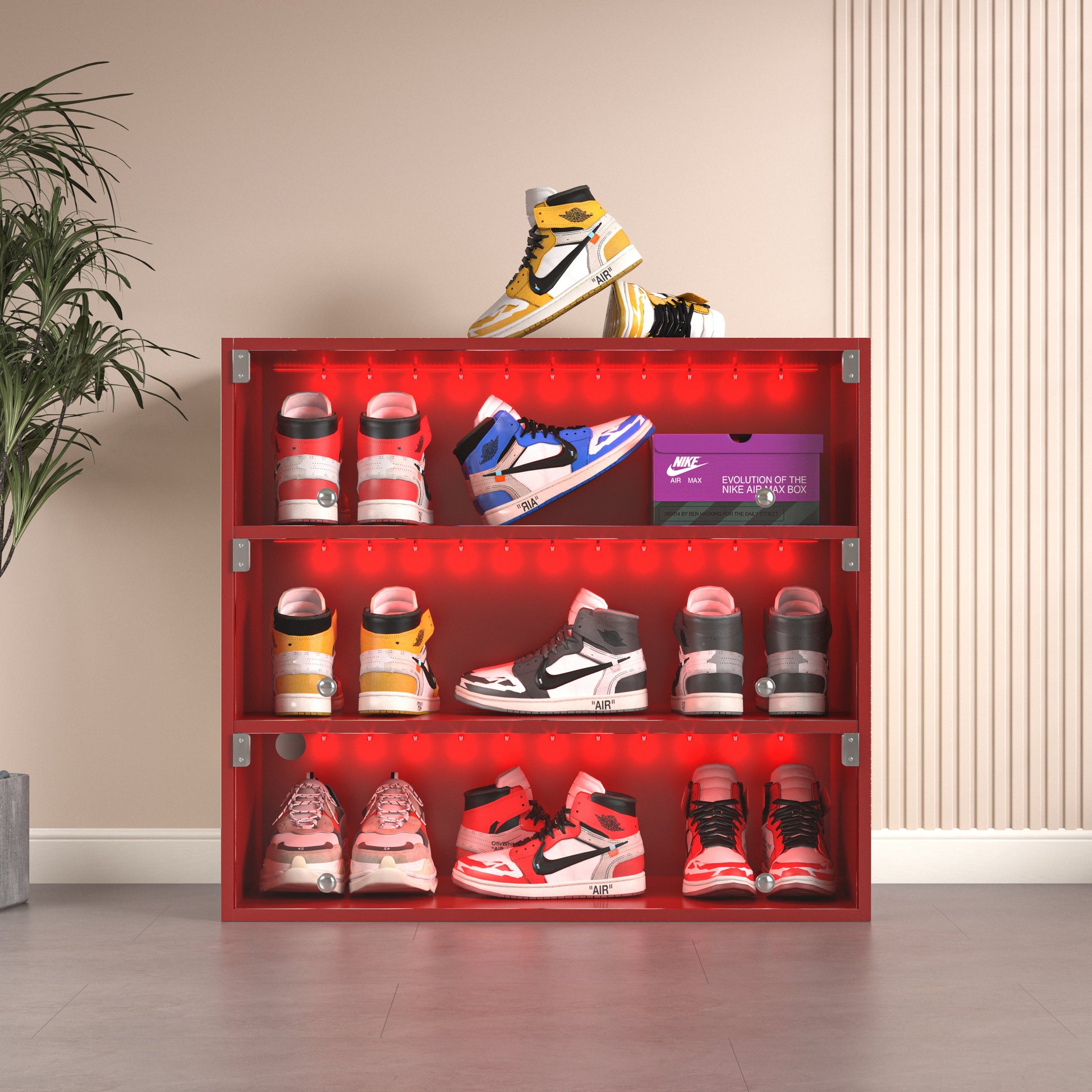Sneaker Head 3-Layer LED Shoe Box , Red