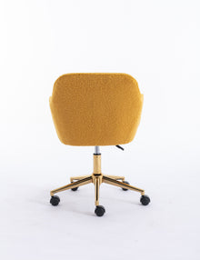 Miscon Teddy Fabric Upholstered Office Chair with Gold Base - Yellow