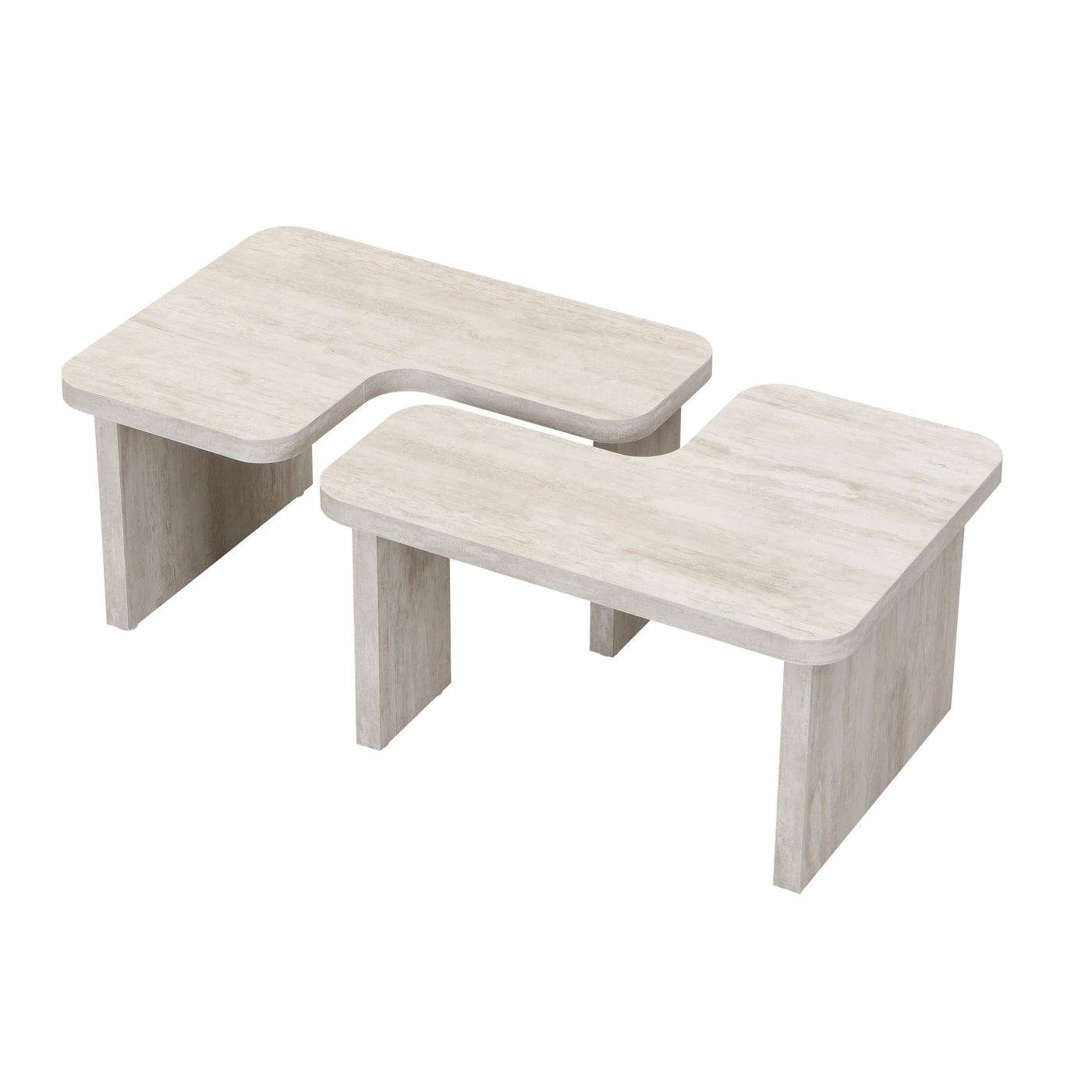 Ridge Modern Rectangular Detachable Wooden Coffee Table, White