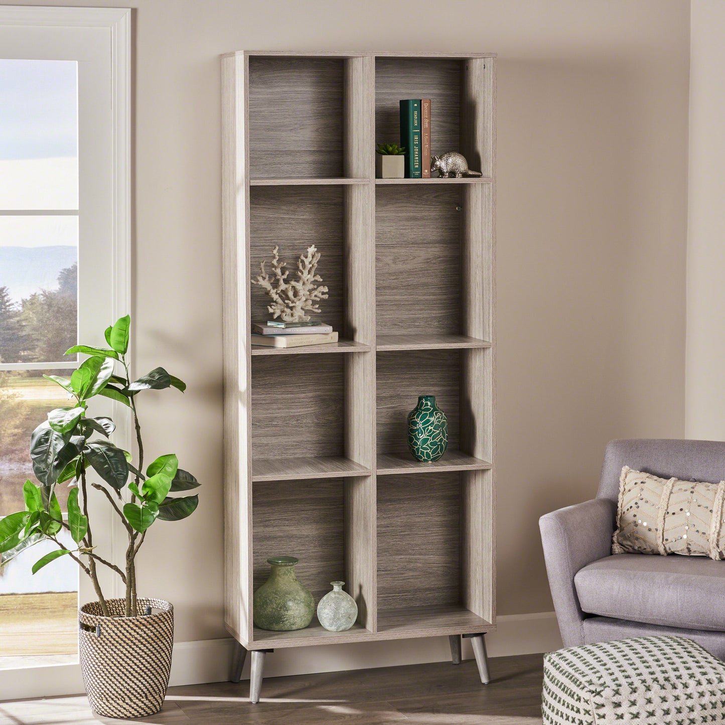 Rory Modern Weathered Gray Bookcase