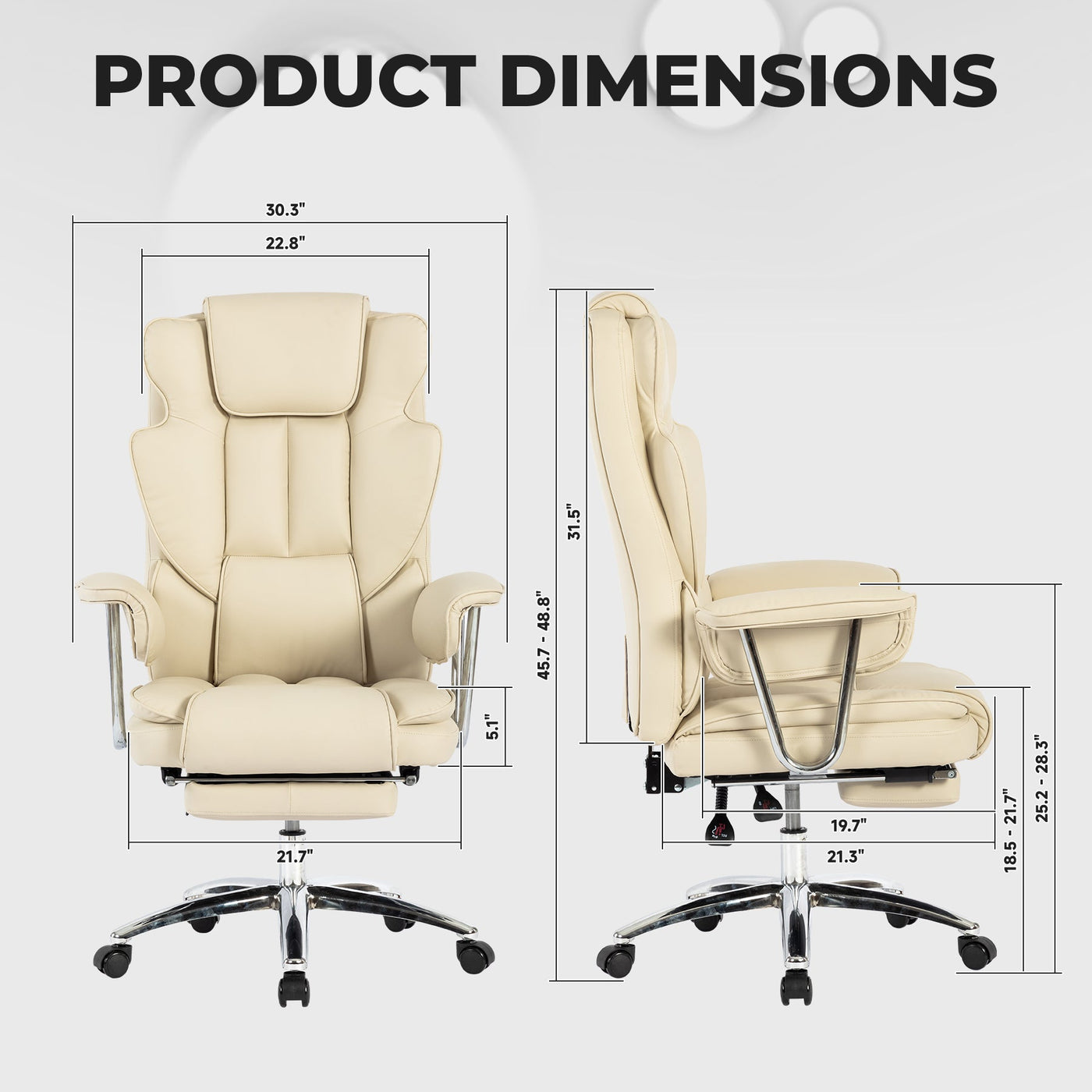 Marg Big & Tall PU Leather Executive Office Chair, Beige