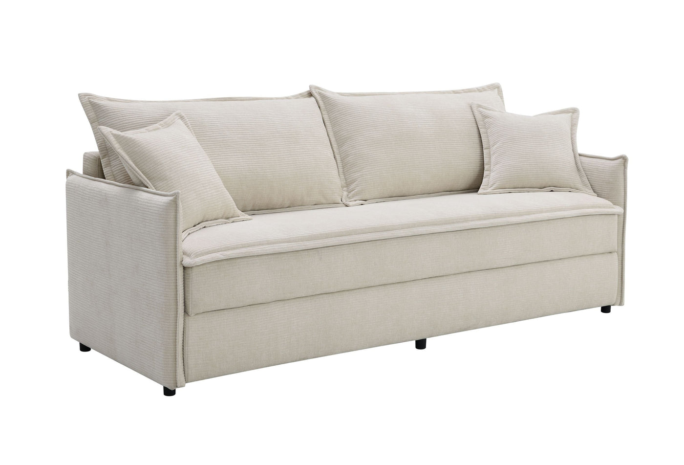 Elisea Beige Fabric Sleeper Sofa w/ 2 Toss Pillows