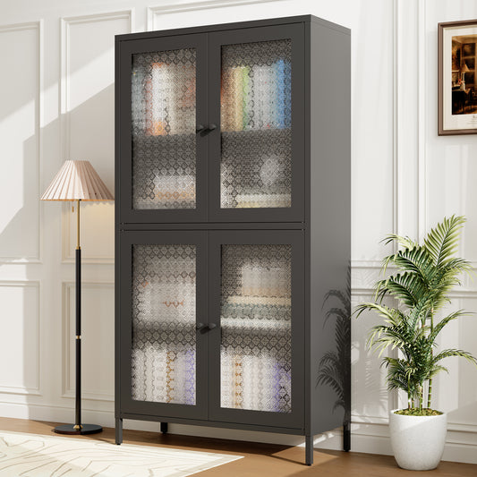 Shelton Modern Steel 4-Shelf Bookcase Cabinet, Black