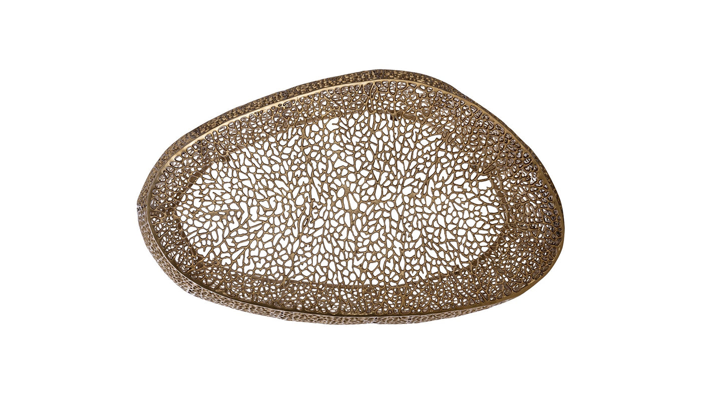 Azriel Oval Aluminum Mesh Coffee Table, Gold