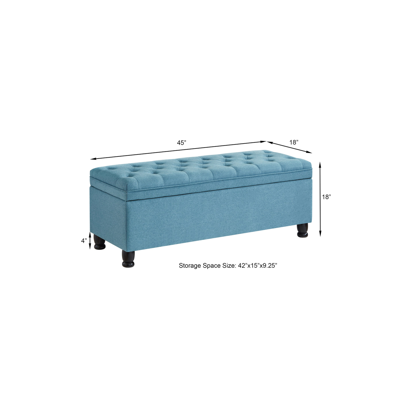 Sandy Tufted Linen Storage Ottoman with Black Legs