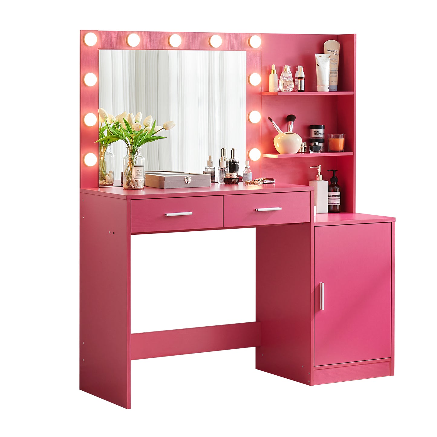 Eira Modern Minimalist Bedroom Vanity, Pink
