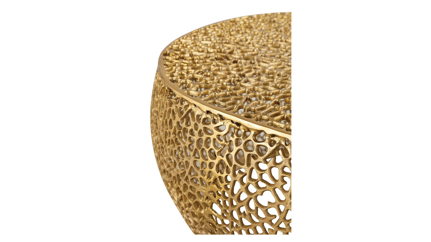 Azriel Round Aluminum Mesh Coffee Table, Gold