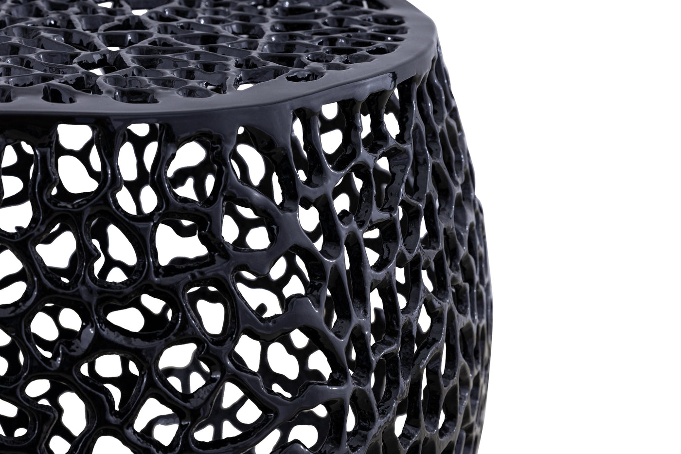 Azriel Aluminum Mesh Side Table, Black