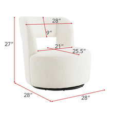 Raven Modern Teddy Fabric Upholstered Swivel Barrel Chair, Cream