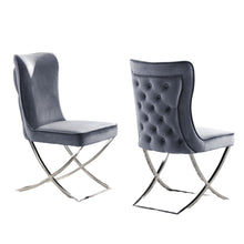 Sofa Tufted Back Glam Side Chairs with Silver Legs (Set of 2)