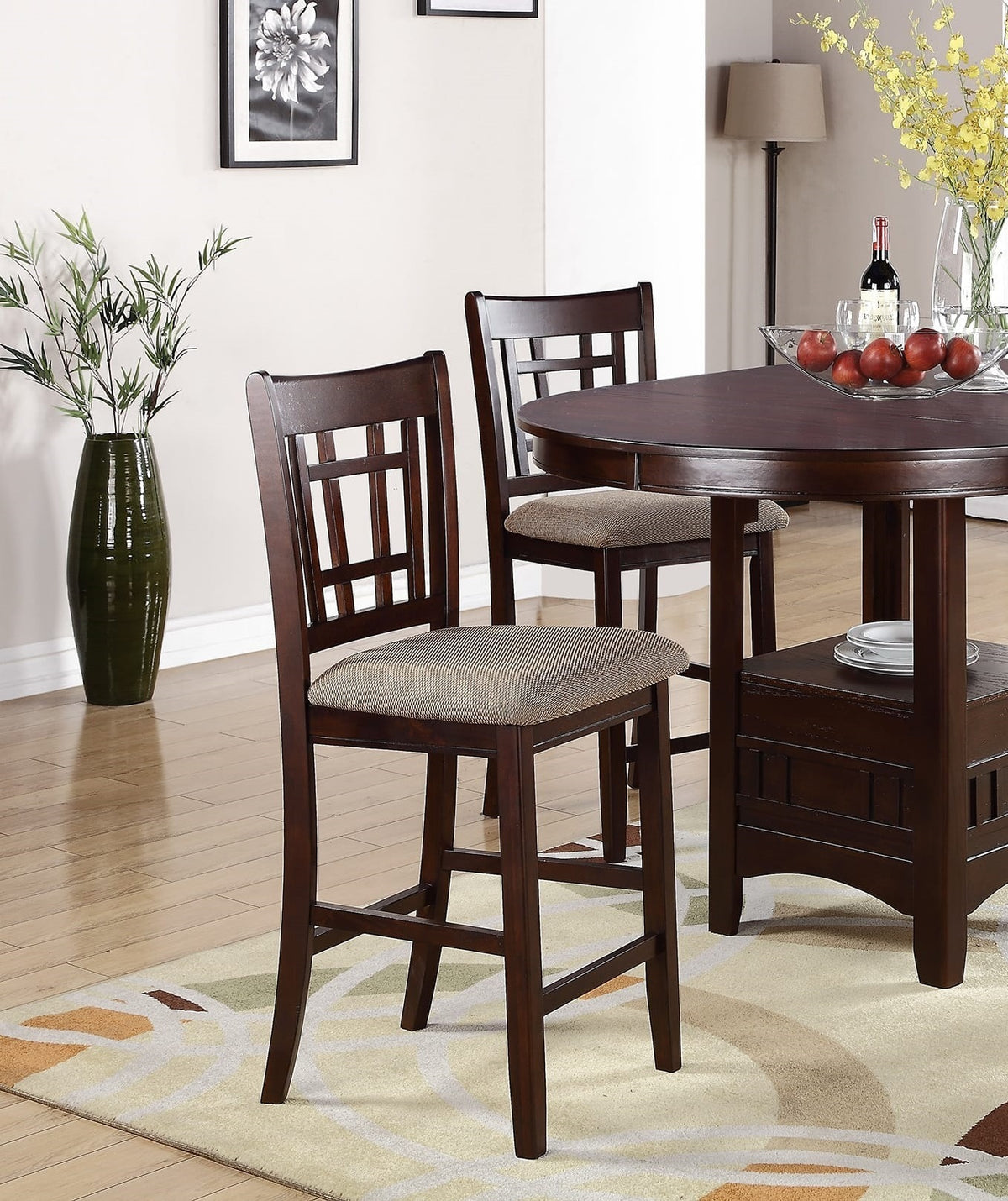 Belton Counter Height Chair in Brown with Upholstered Seat (Set of 2)