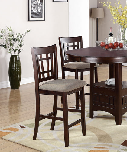 Belton Counter Height Chair in Brown with Upholstered Seat (Set of 2)