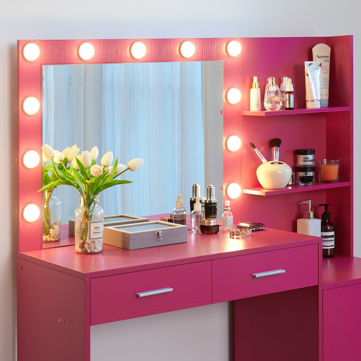 Eira Modern Minimalist Bedroom Vanity, Pink