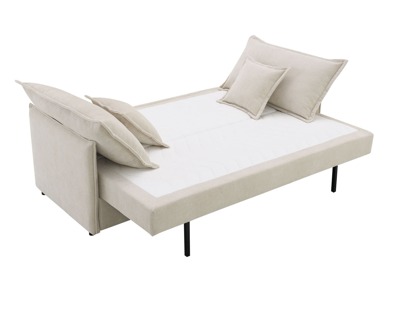 Elisea Beige Fabric Sleeper Sofa w/ 2 Toss Pillows