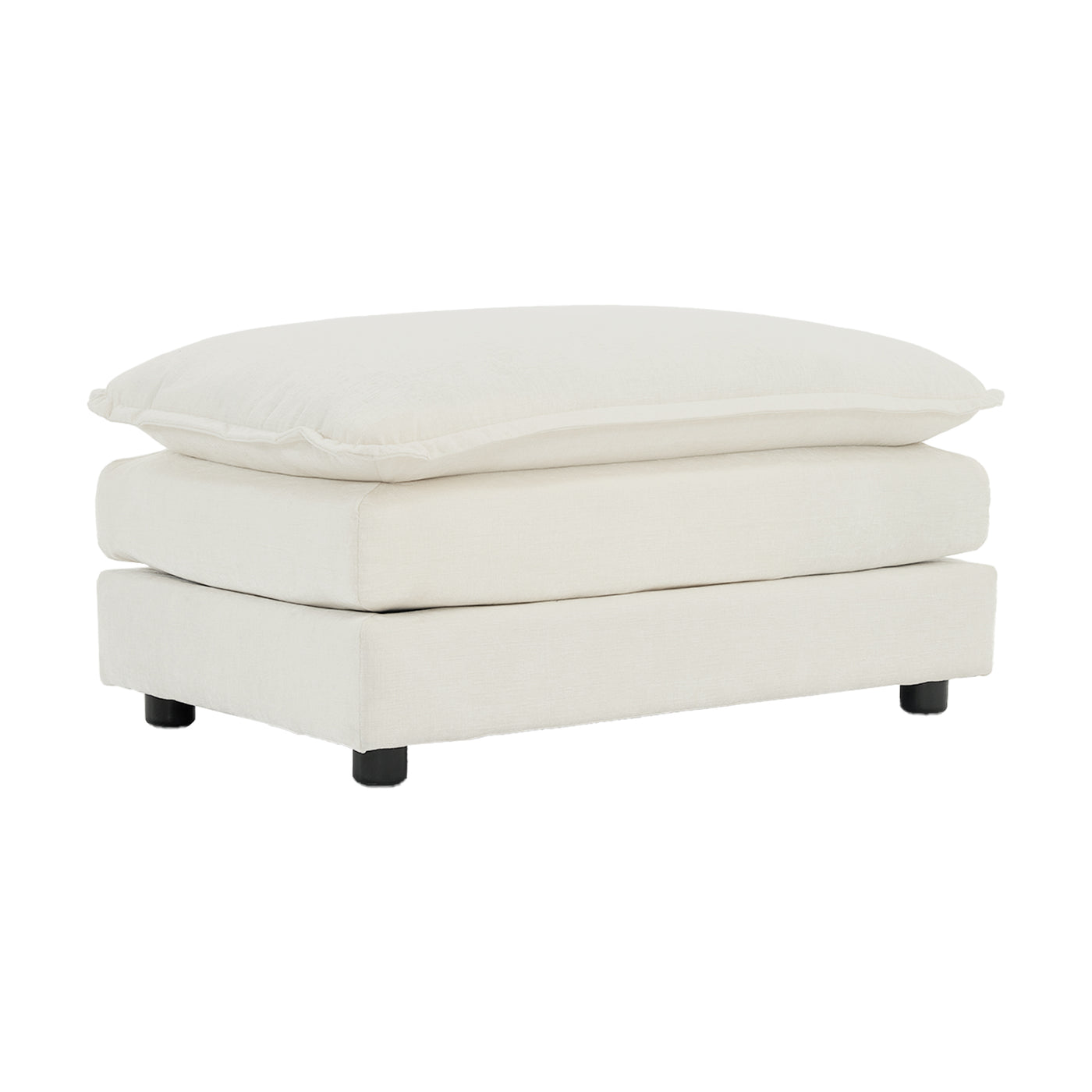 Farah Contemporary Chenille Upholstered Ottoman, White