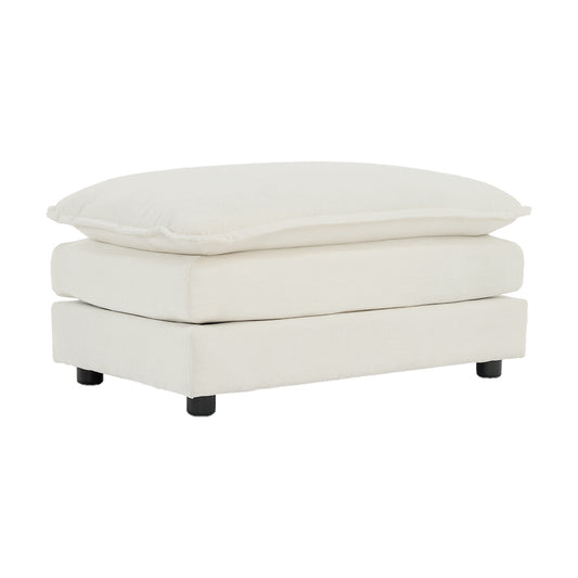 Farah Contemporary Chenille Upholstered Ottoman, White