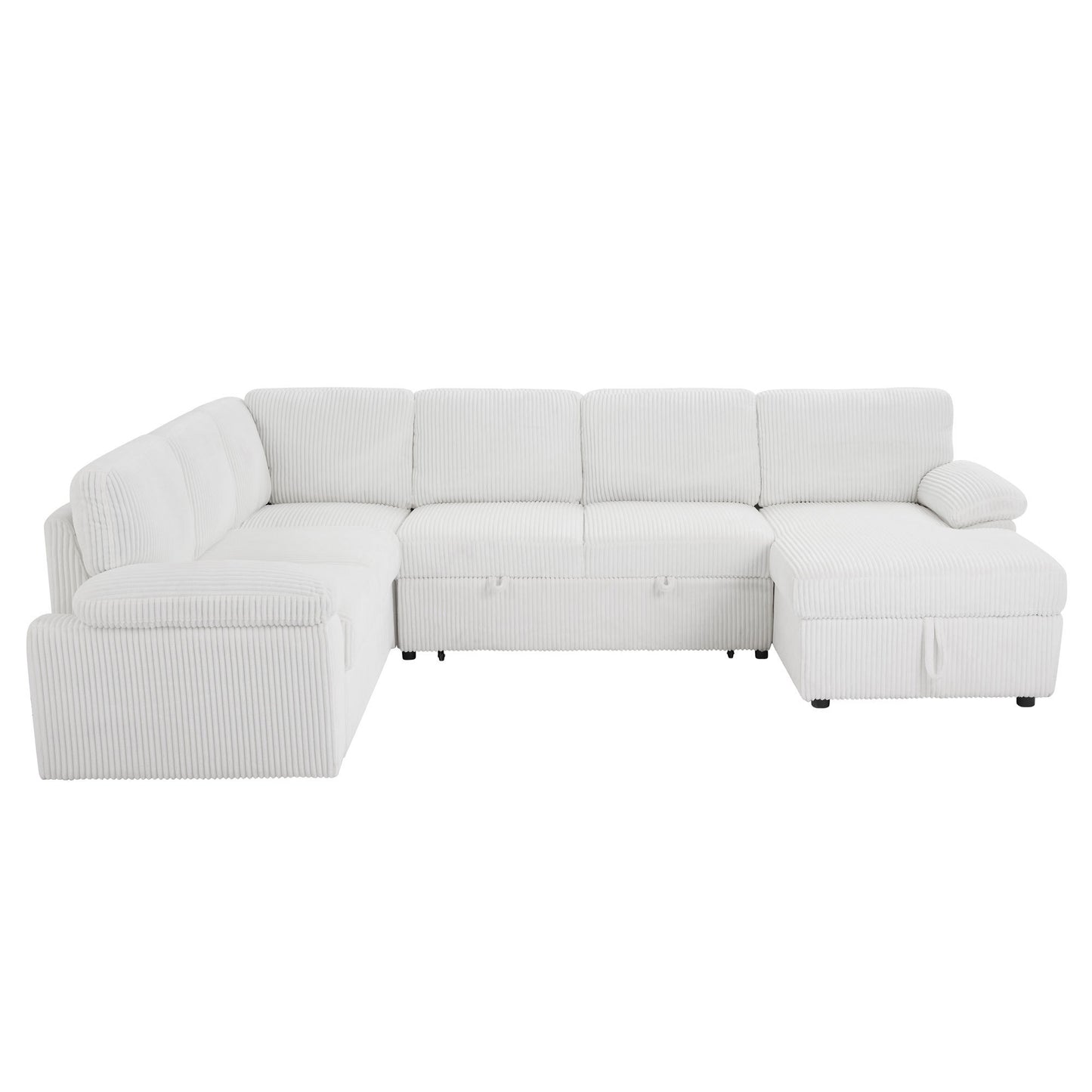 Lorcan Modern Oversize Corduroy Sleeper Sectional, White