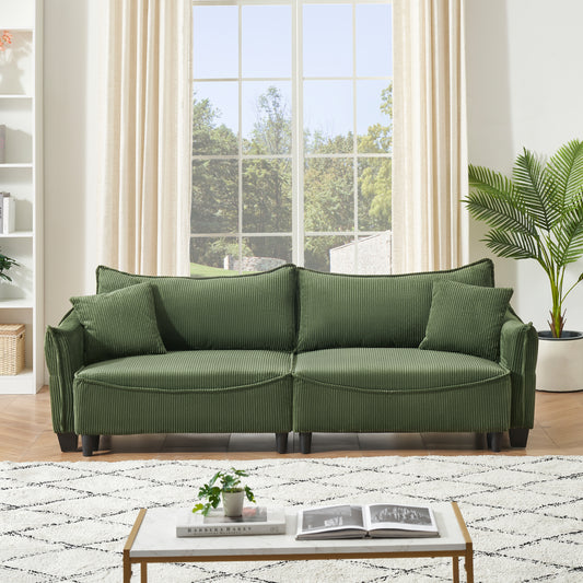 Olivia Modern Corduroy Upholstered Sleeper Sofa - Green